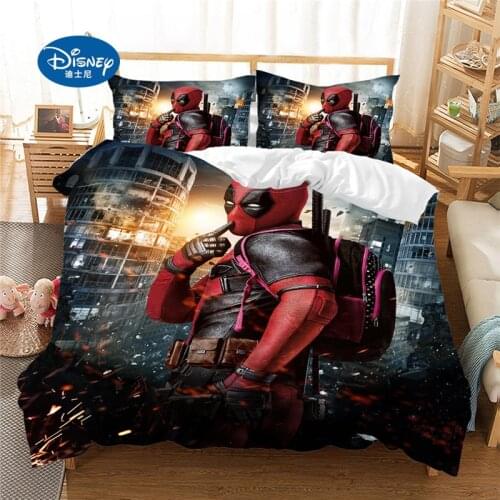 Disney Deadpool Bedding Set for Adult Duvet Cover King Queen Size Printing Bed Set Movies Home Textiles Bedclothes pillow case