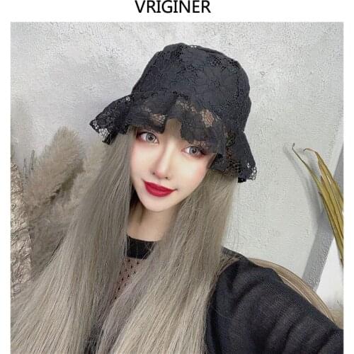 Lace Flower Brim Hat Elegant Summer Hat For Women Ladies Floppy Soft Girl Packable WHITE BLACK Sun Hat Bucket Cap Wedding Party