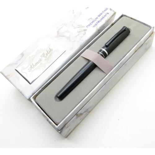 Wings Marble R71 Matte Black Chrome Roller Pen | İsme Special Pen | Gift Pen