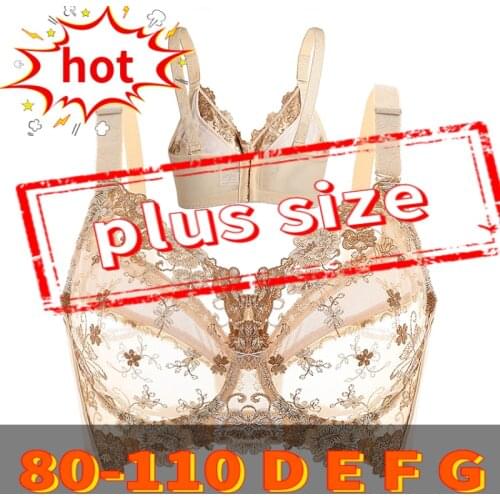 Hot Sexy Push Up Bra Deep V Brassiere Ultra Thin Cotton BH Women Underwear Lace Embroidery Flowers Lingerie B C D E F G Cup Bras