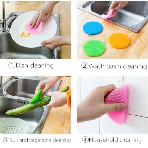 Hot Magic Silicone Dish Bowl Cleaning Brush Multifunction Scouring Pad Pot Pan Wash Brushes Kitchen Cleaner Washing Tool