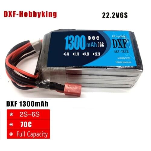 DXF Li-Po 1300mAh 22.2V 6S 70C(Max 140C) Lipo Battery Pack with XT60 Plug For FPV High Power Demond Racer Car