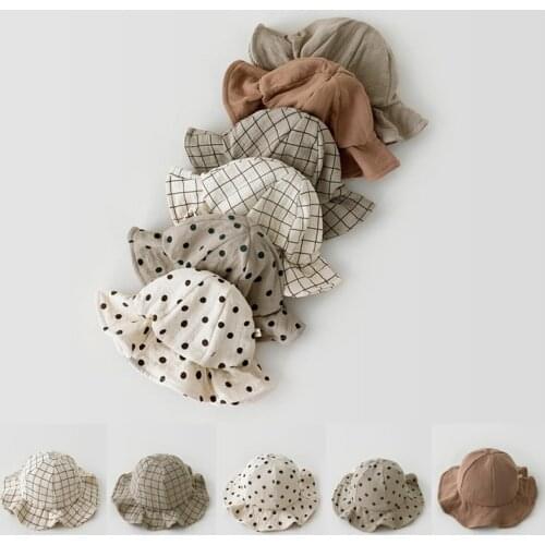 2021 Spring New Unisex Cotton Bucket Hats Baby Summer Sunscreen Panama Hat Boy Sunbonnet Fedoras Outdoor Fisherman Hat Beach Cap