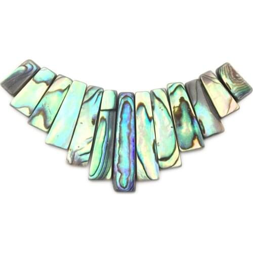 Natural New Zealand Abalone Shells Paua Pendant 13Pcs Stick Multicolor Shell Beads Pendants Set Jewelry Making Accessories A127