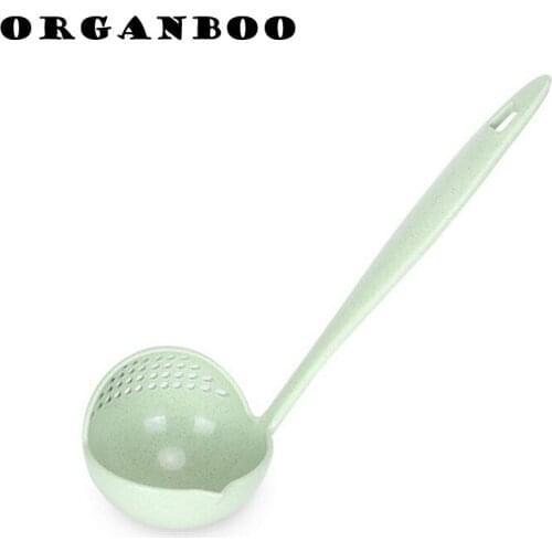 Wheat color 2 in 1 soup kitchen multi-purpose long handle drain meat soup spoon hot pot colander nordic style