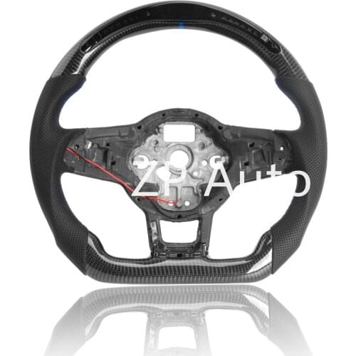 Carbon Fiber and Perforated Leather Steering Wheel with LED For Volkswagen Golf MK7 GTI R