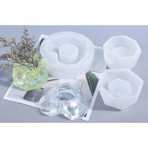 Silicone Plant Pot Molds Form Arts Craft Polygonal Casting Moulds DIY Succulent Flowerpot Clay Mold 3 Styles Concrete Mould