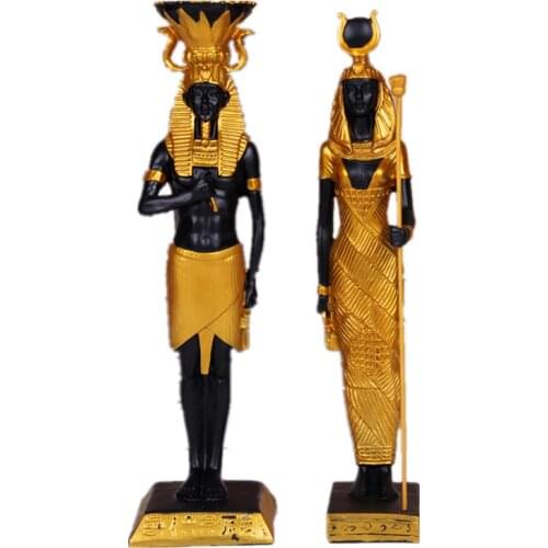 Egypt Style Pharaohn Statue&Sculpture Egypt Cleopatra Ornaments Resin Craft Home Decoration Accessories 2Pcs/set R1301
