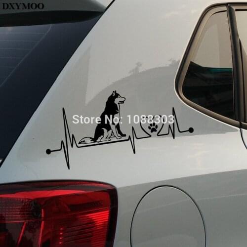 38x16.7cm Car Styling Funny Husky LOVE Animal Pet Dog Car Sticker Decals for Car Whole Body Window Tail
