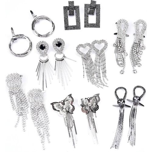 Rhinestone Heart Star Butterfly Round Shape Tassel Brooch High Heel Shoes Buckle Crystal Applique for Wedding Bridal Dress