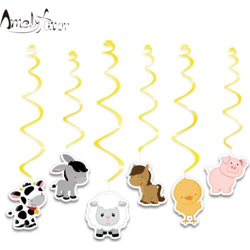 Farm Animals Theme Ceiling Hanging Swirl Decoration Series 3 Farm Animal Cutout Birthday Baby Shower Party Decorations Supplies