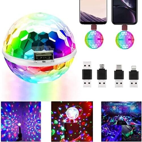 USB DC 5V Double head Disco ball stage light music control Android Apple phone colorful dj light Christmas party light kids gift