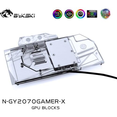 Bykski Water Block use for GALAX GEFORCE RTX 2070 GAMER / Full Cover Copper Radiator Block / RGB Light support AURA SYNC