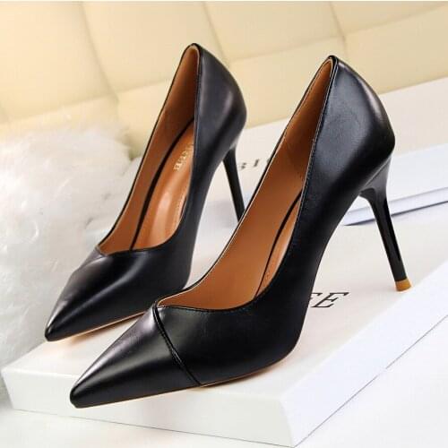 9CM PUMPS Fashion was thin and simple professional OL womens shoes with stiletto heels and shallow pointed shoes