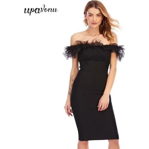 Free Shipping 2020 New Women Bandage Dress Sexy Square Neck Short Sleeve Mesh Patchwork Bodycon Midi Dress Elegant Party Vestido