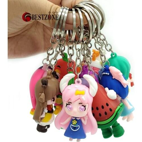 1Pcs Dolls Pendant Key Chain Ring Buckle Accessories Finger Puppet Deco Figure Toys Cartoon Ornament Kids Gift For Capsules Ball