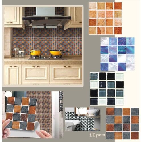 10pc/Set 3D Crystal Tile Stickers Wall Decoration Creative DIY Waterproof Self-Adhesive Ornaments Films PVC Home Decor Films