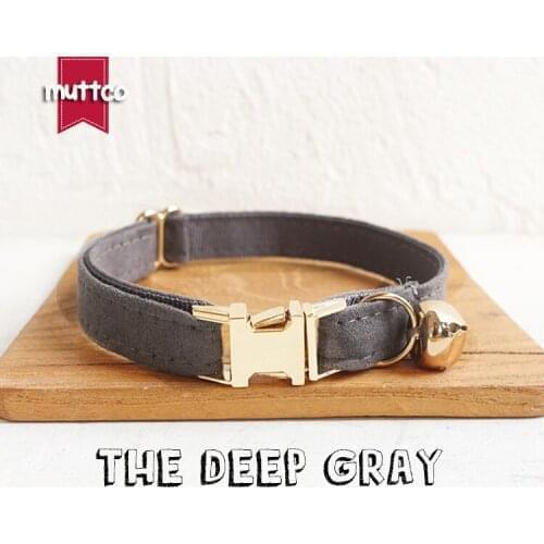 10pcs/lot MUTTCO retail with gold high quality metal buckle collar for cat THE DEEP GRAY design cat collar 2 sizes UCC025J