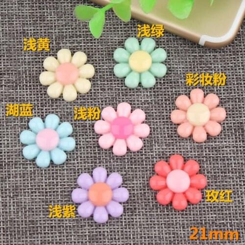 10pcs 21mm Mix Fashion Kawaii cabochon resin daisy flower charms for girl jewelry making material DIY children hair accessories