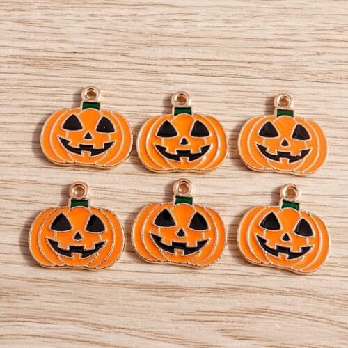 10pcs 21*19mm Halloween Charms Alloy Enamel Pumpkin Charms Pendants for Making Necklaces Earrings Keychain DIY Jewelry Findings