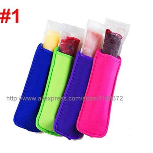 200pcs Popsicle Neoprene Holders Ice Cream Pop Ice Sleeves Tube Freezer Sleeve Holder mixed colors