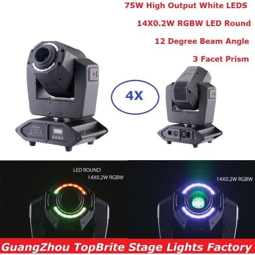 4 Unit 75W White LED Moving Head Lights Beam Spot Stage Effect Lights Club DJ Stage Lighting Party Disco Moving Head Lights