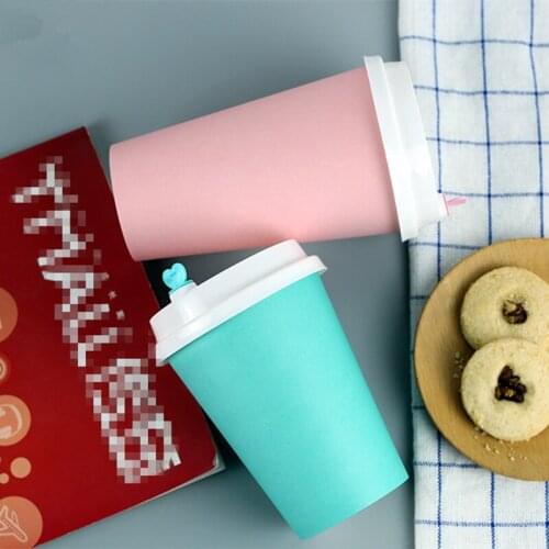 50pcs High quality Valentines Day party favors drinking cup disposable coffee milk tea cup 400ml 500ml couple cups wiht lids