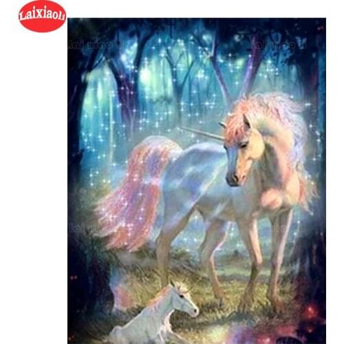 5d diamond painting Abstract animal art, forest unicorn diy full square drill diamond embroidery round diamond mosaic view DIY