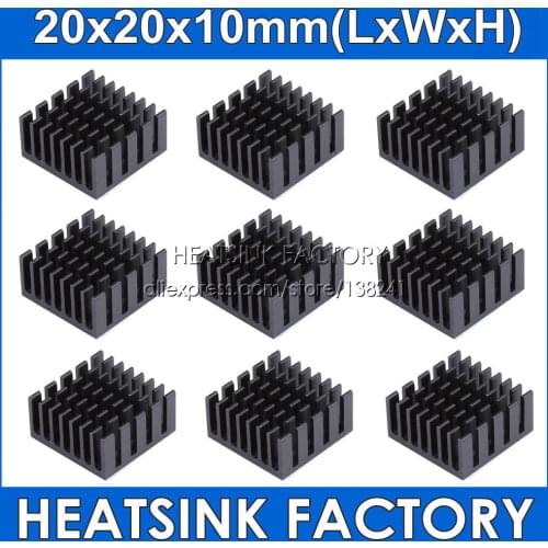 10pcs Silver / Black Slotted Anodized 20*20*10mm Heatsink DIY Heat Sink Radiator Cooling Cooler
