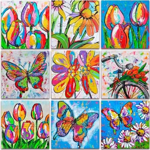 New Diamond painting Animals Cartoons Colorful Flower butterfly bicycle 5D DIY Full Square Drill embroidery 3D Round mosaic HC29