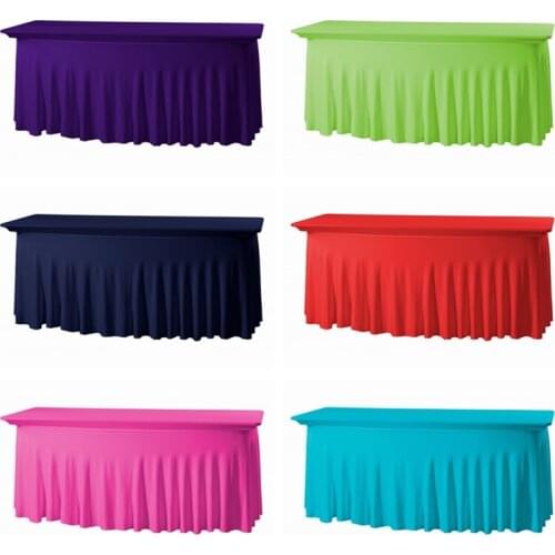 White Black Rectangle Fitted Stretch Spandex Table Cover Tablecloth Lycra Long Bar Table Cloth For Hotel Event Party Decoration