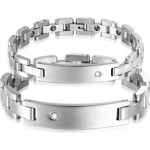 Health Stone Bracelet Romantic Couple Bracelets Mens Magnetic Stainless Steel Bracelets & Bangles