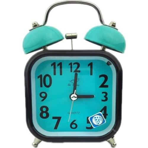 Double Bell Desktop Alarm Clock Classic Metal Silent Quartz Home Desk Table Alarm Clock Night light Clock