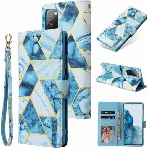 Mosaic Geometric Bronzed Marble Leather Flip Phone Case For Samsung Note 20 10 9 S30 S20 S10 Ultra A12 A42 A71 A91 Cover Cases