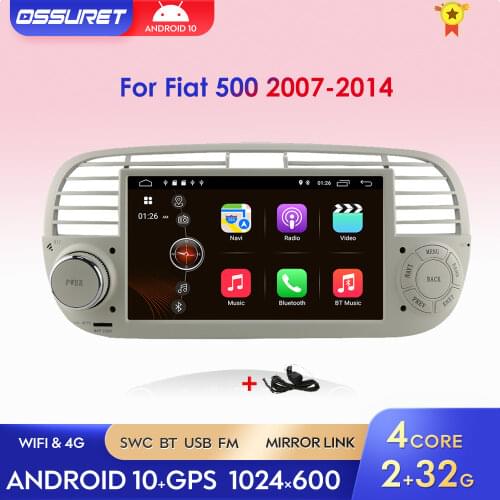2G+32G Quad Core Android 10 Car Radio GPS Player For Fiat 500 DSP WIFI 3G Bluetooth Navigation Stereo DSP SWC Carplay Multimedia