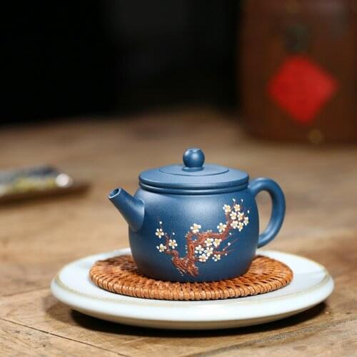Pure manual green clay ball hole plum blossom Han tile stone ladle pot household small capacity tea pot special price