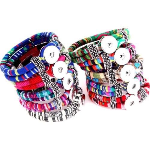 Length Customed 10 color bracelet for women 18mm the bloomer snap button armband cloth sterling jewelry bangle for women