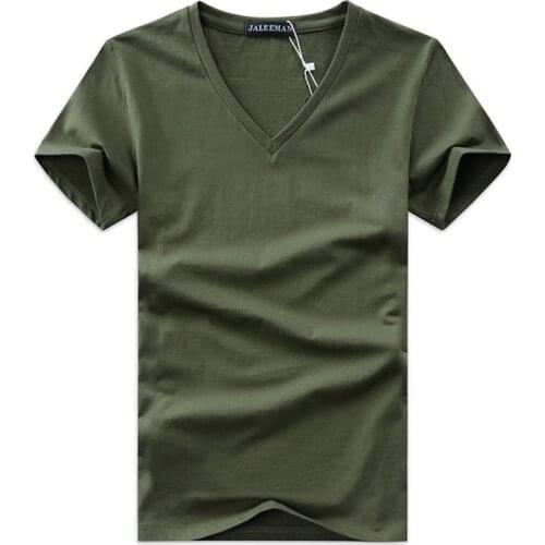 2020 High Quality Fashion Summer Men V neck Tshirt cotton short sleeve tops Casual Men Slim Fit Classic Brand Tshirt 5XL