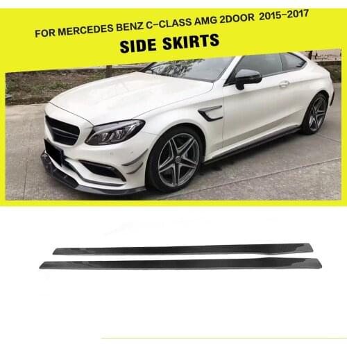 Carbon Fiber / FRP Auto Side Skirts Aprons Lip Extensions for Mercedes-Benz C-Class W205 C63 AMG Coupe 2-Door 2015 - 2017