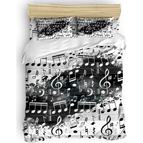 Musical Note Music Black And White Watercolor Splatter Duvet Cover Set 2/3/4pcs Bedding Set Bed Sheet Pillowcases Cover Set