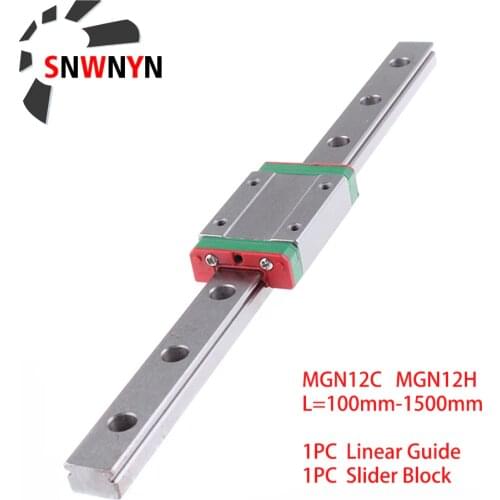 MGN12 200 400 450 500 800 900 1000 1500mm Miniature Linear Rail Slide 1pc MGN Guide+MGN12H/C Carriage for CNC Workbench Parts