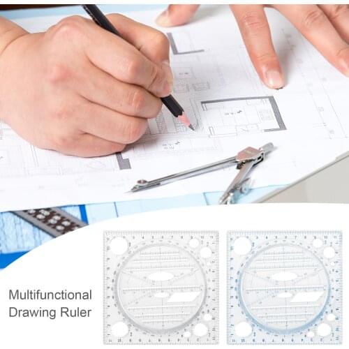 ABS Multifunctional Ruler Drawing Supplies Accurate Scale Round Curve Template Design Geometric Function Multipurpose Compass
