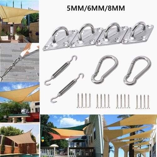 Fashion Stainless Steel Sunshade Sail Hardware Kit Tent Canopy Fixing Hook Screw Carabiner Clip