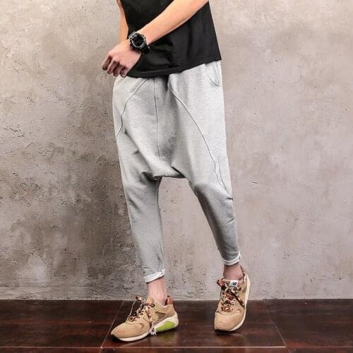 Men Drawstring Joggers Workout Pants Spring New Mens Solid Color Tide Hip Hop Low-grade Cross-hatch Streetwear Pants M-5xl