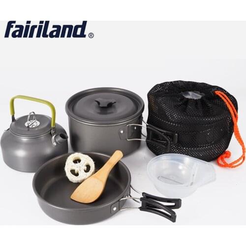 Outdoor Aluminum Camping Cookware Kit Cooking Set Water Kettle Pan Pot Travelling Hiking Picnic BBQ Tableware Equipment