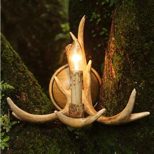 Nordic Europe retro imitation antlers resin wall lamps American rural E14 LED single lights for aisle&corridor&porch ZLBD033