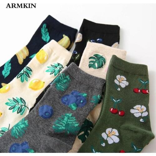 ARMKIN Korea Fashion Fruit women socks animal flamingo lemon Cherry banana cute Kawaii sock soft cotton harajuku calcetines