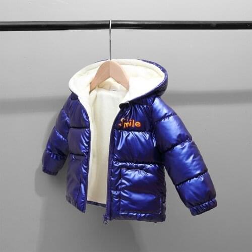 New baby cotton jacket with plush and thick down cotton coat in autumn and winter 2021 boys and girls' bright face cotton jacket