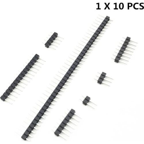 Single Row 2.54mm Male 10pc 2 ~ 40P PCB, Pin Connector, 2/3/4/5/6/8/10/12/20/40 Pin Strip for Arduino
