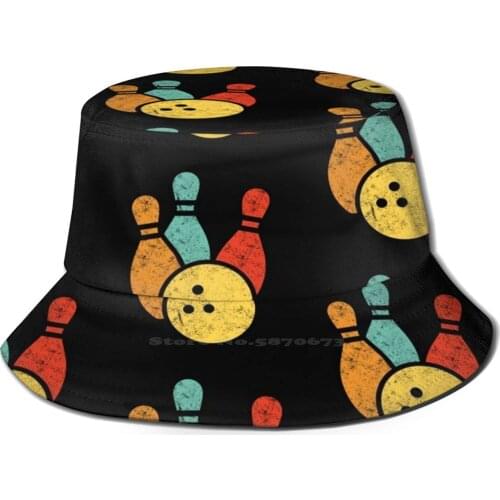 Retro Vintage Style Bowling Pattern Hats Outdoor Hat Sun Cap Bowling Bowl Bowler Womens Retro Men Vintage Bowling Ball